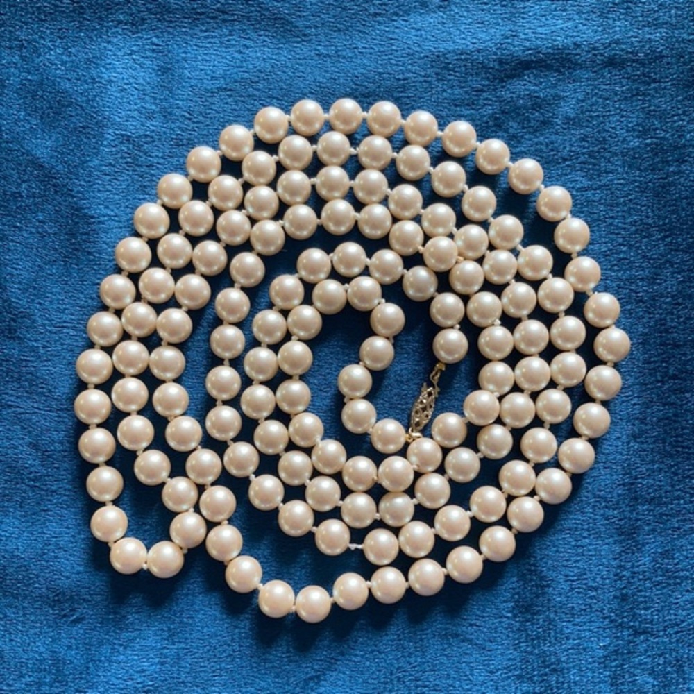 Faux 53.5” Pearl Necklace cream color